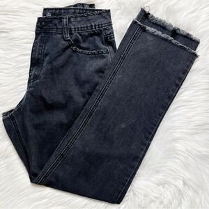 Missguided Raw Edge Straight Leg Jeans Black Size 4